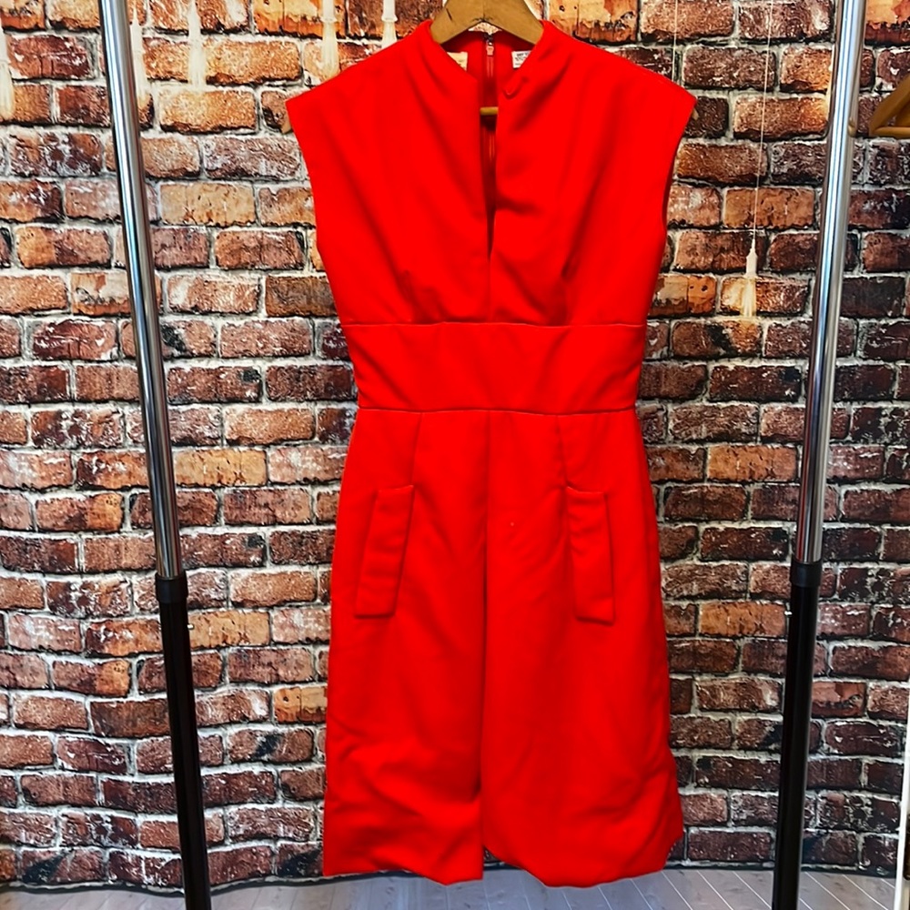 Vintage 1960s designer Gino Charles silk mini red dress size 6 sleeveless
